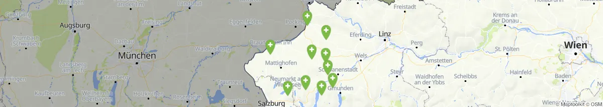 Kartenansicht für Apotheken-Notdienste in der Nähe von Sankt Veit im Innkreis (Gemeinde, Oberösterreich) (104)